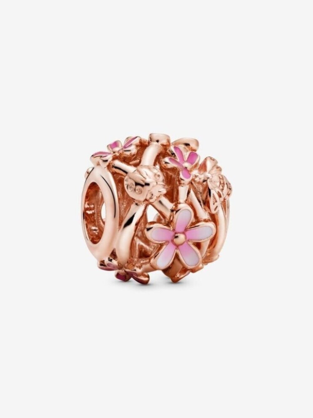 Pandora Openwork Pink Daisy Flower Charm